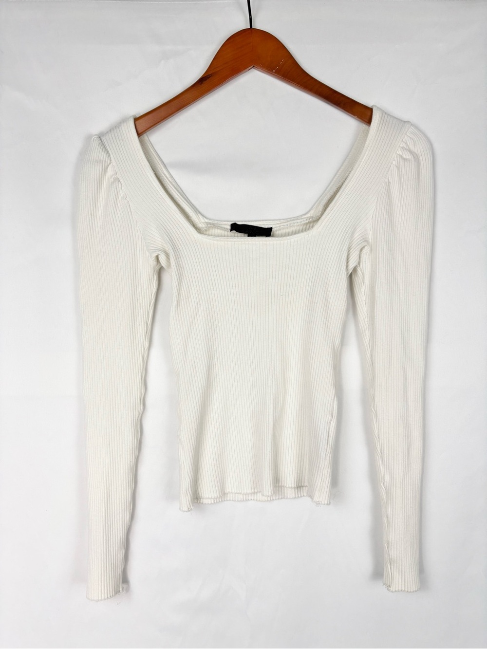 The Range Ribbed Square Neck Long Sleeve White Size S